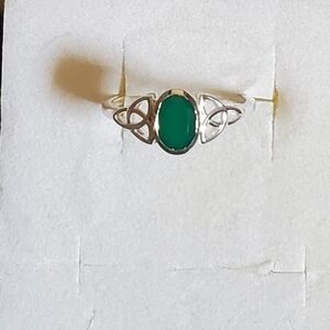 Verde Onyx Celtic Ring Platinum Over Sterling Silver